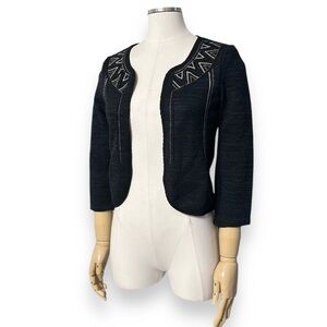 AMERICAN EAGLE Space Dyed Blue Black Bolero Metallic Embroidery & Chain Detail